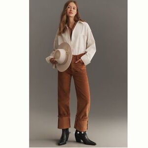 ANTHROPOLOGIE Scotty Cuffed High-Rise Straight-Leg Jeans by Pilcro: Corduroy NWT